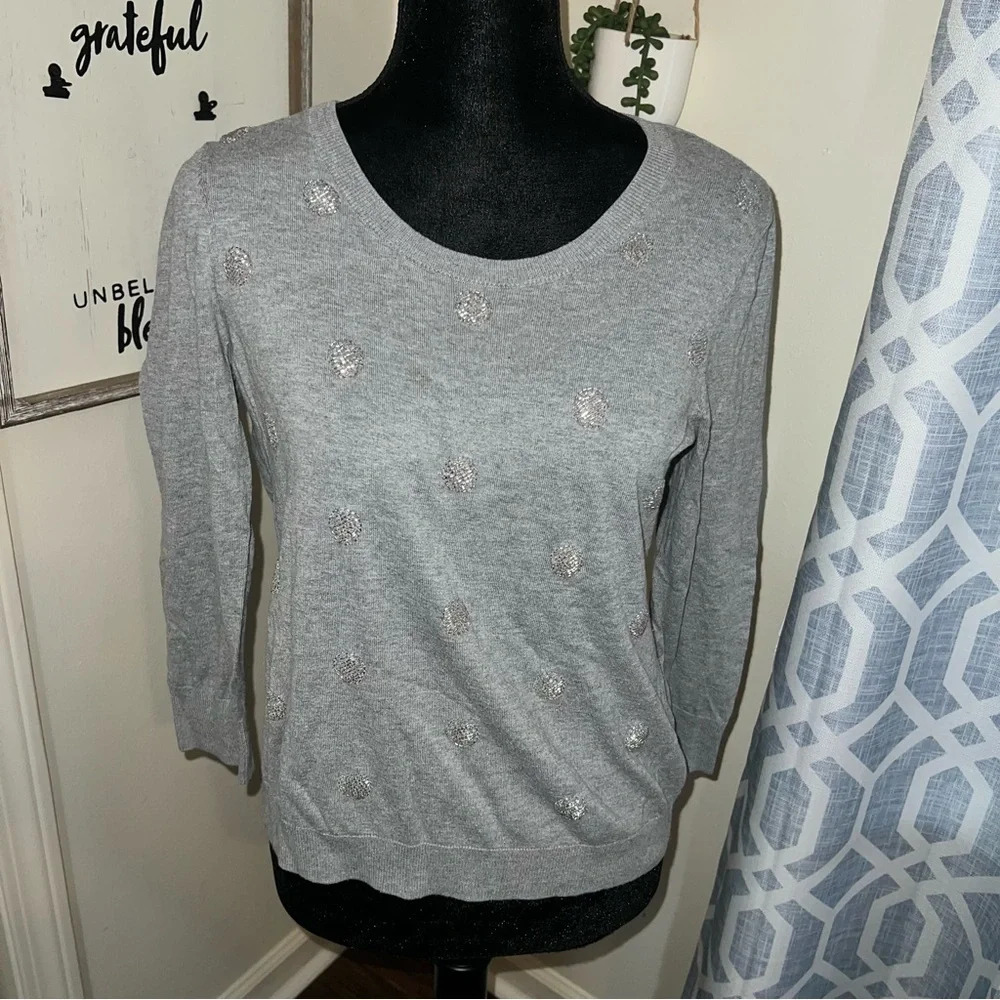 Talbots gray sequins sweater